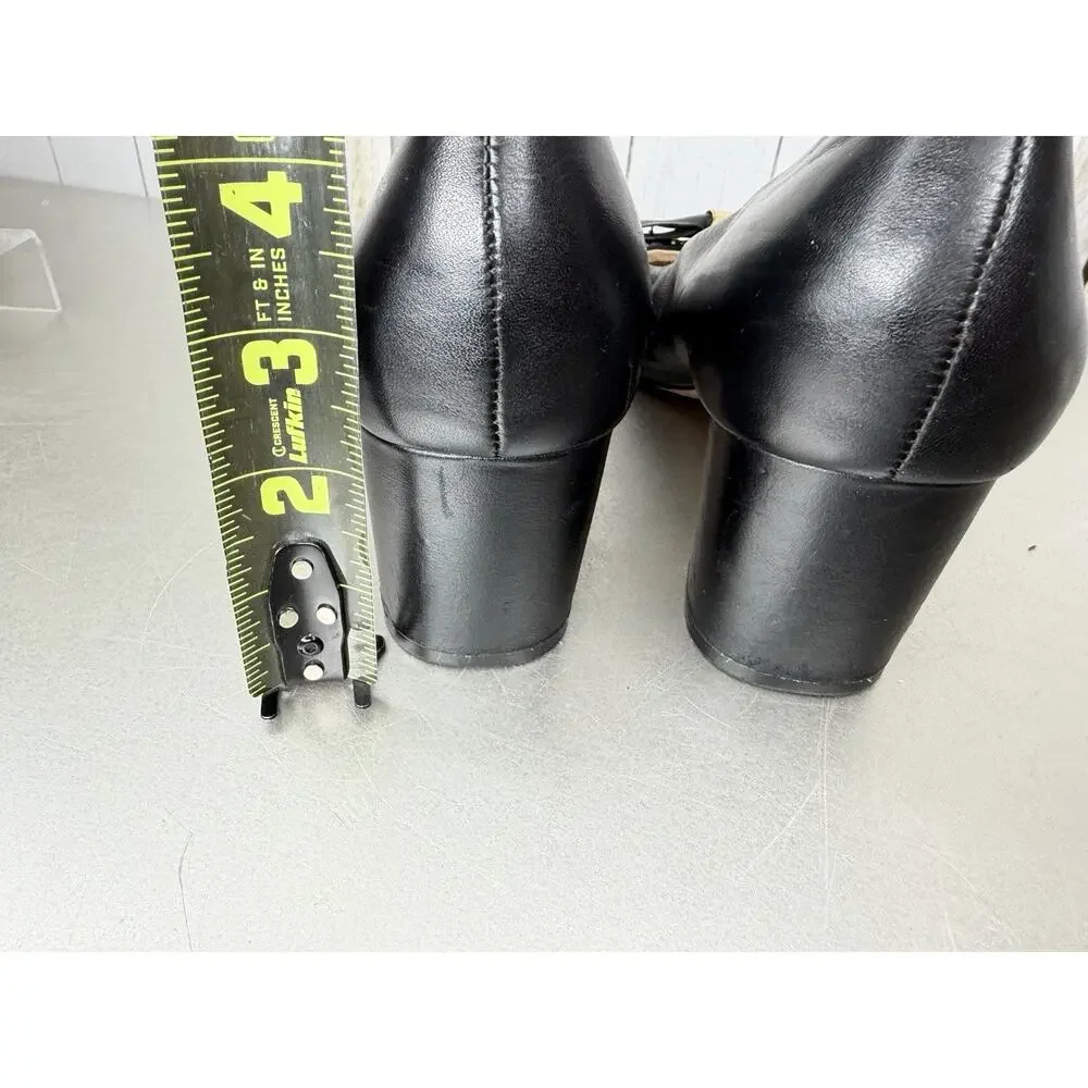 Louise Et Cie Women's Size 8.5 Lo-Lilla Aspen Block Heel Pumps Black Gold & Bow
